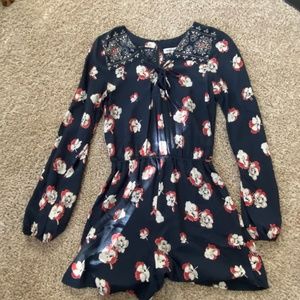 Abercrombie Long Sleeve Romper with Flowers - Small